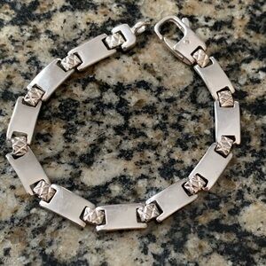 Unisex Sterling Silver Fancy Panel Bracelet